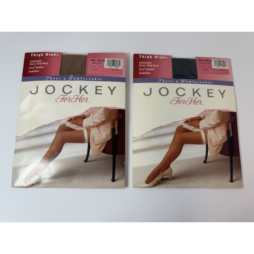 Jockey Her Thigh High Sheer Warm Beige Midnight Navy Small Medium Lot Of 2‎